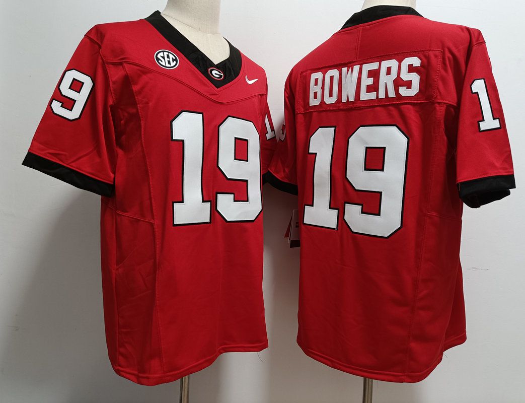 Men Georgia Bulldogs #19 Bowers Red Nike 2025 NCAA Jersey style 1->ncaa teams->NCAA Jersey